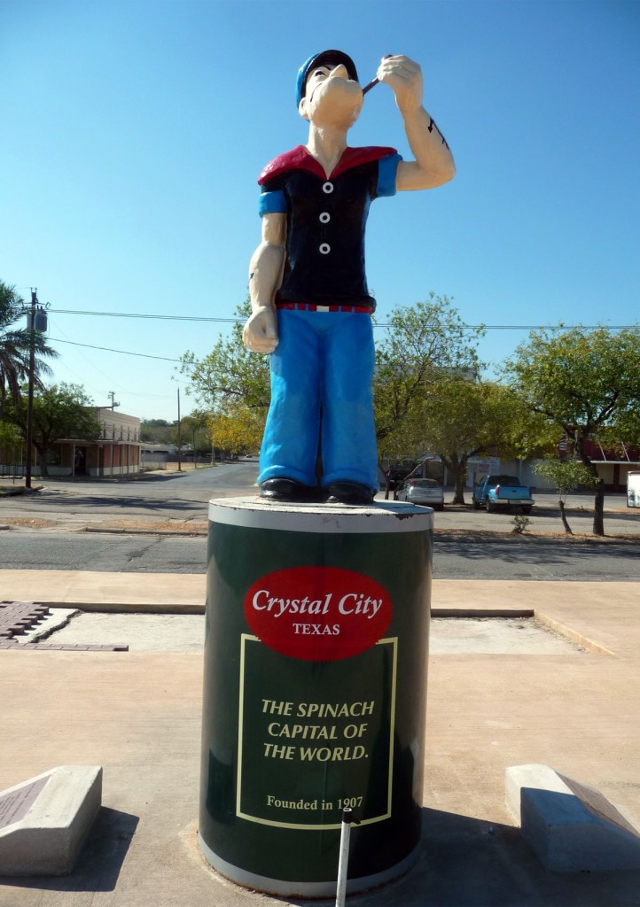 Popeye (Braccio di Ferro), la statua di Cristal City in Texas