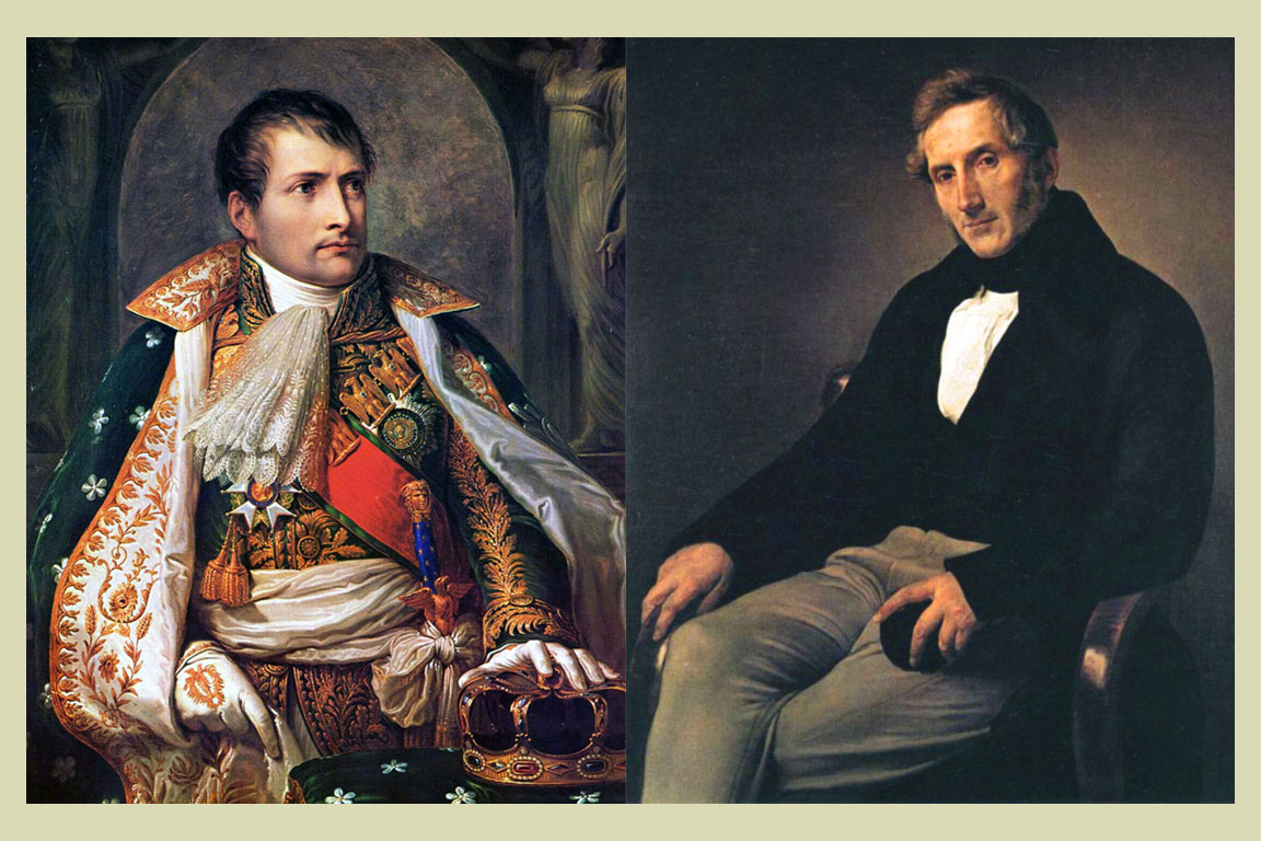Napoleone Bonaparte (15 agosto 1769 - 5 maggio 1821) e Alessandro Manzoni (07 marzo 1785 - 22 maggio 1873)
