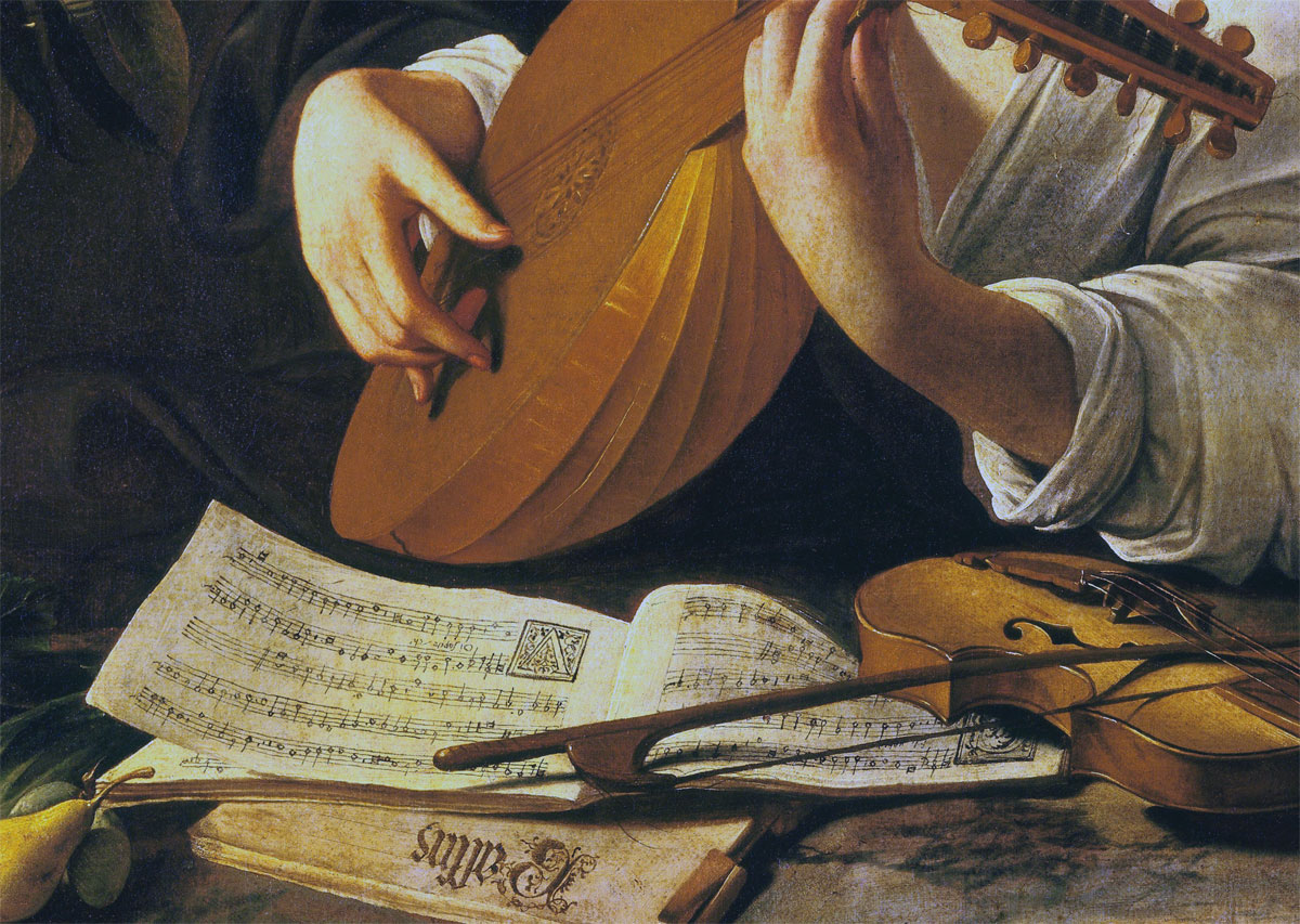 Suonatore di liuto - Caravaggio - dettaglio partiture