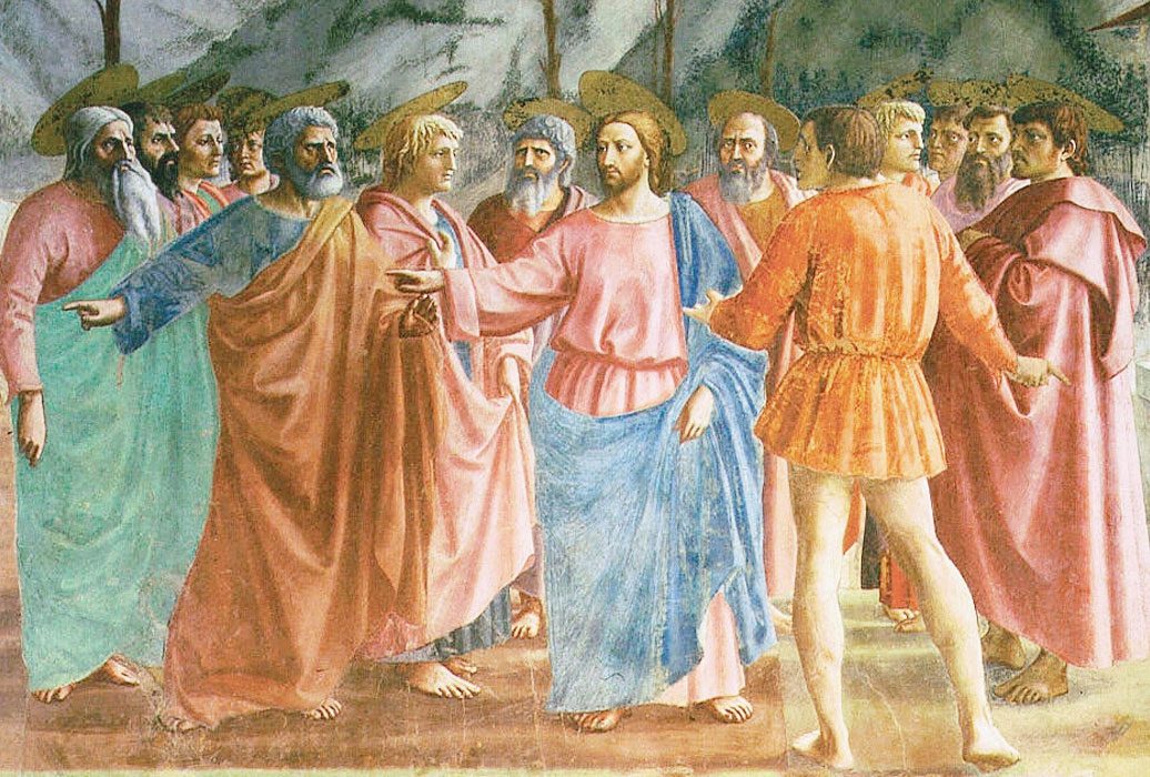 Pagamento del Tributo - Masaccio - dettaglio - Gesù e gli apostoli
