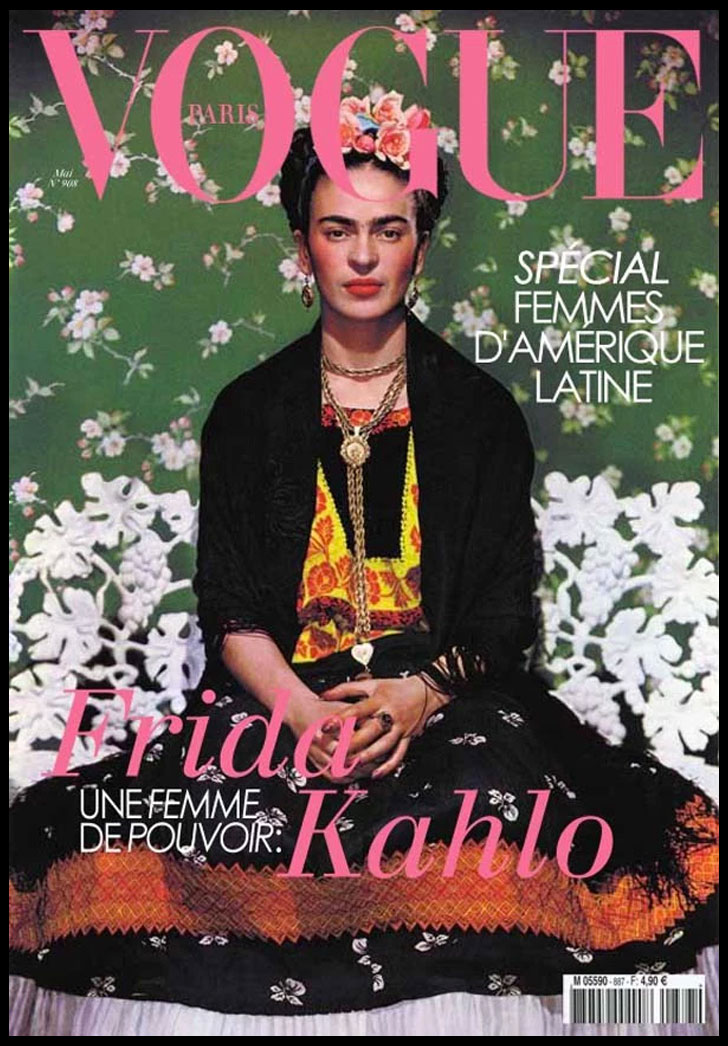 Frida Kahlo on White Bench - Vogue