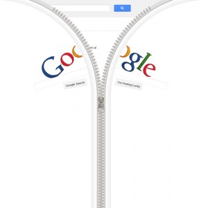 Il doodle di Google che il 24 aprile 2012 celebra la nascita di Gideon Sundback, inventore della cerniera lampo