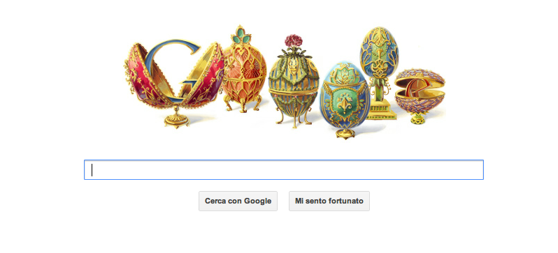 30 maggio 2012, Doodle celebrante il 166° anno dalla nascita di Peter Carl Fabergé, gioielliere e orafo russo autore delle famose uova
