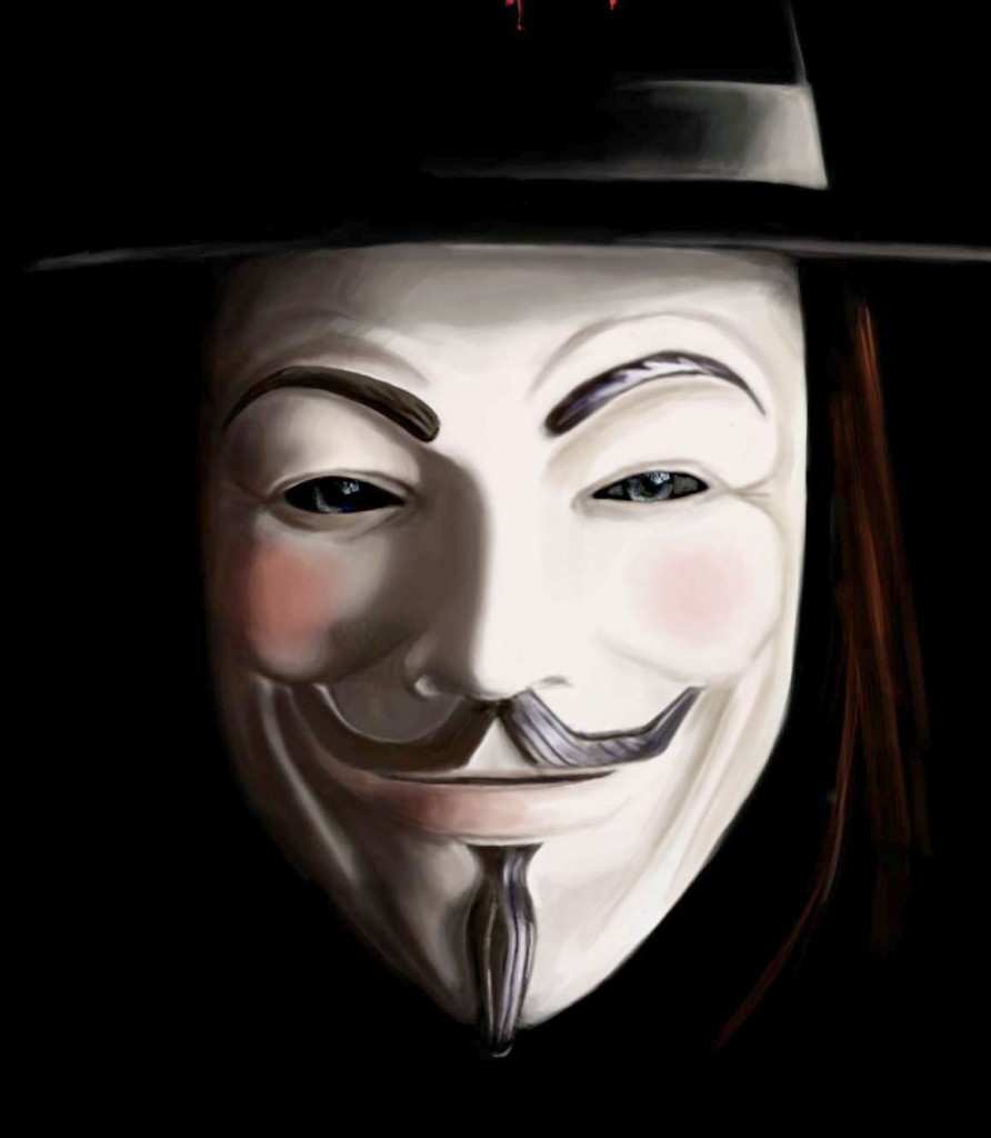 La maschera di V per vendetta (rappresentante Guy Fawkes)