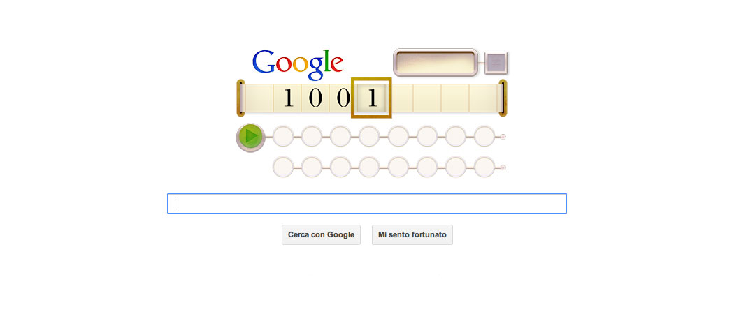 Doodle Google che celebra i 100 anni dalla nascita di Alan Turing (23 giugno 2012)