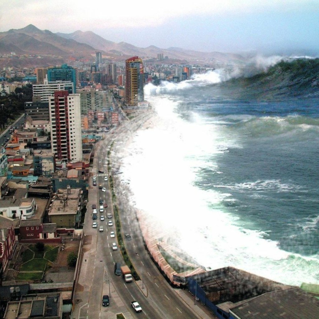 Una foto dello tsunami asiatico (Oceano Indiano, 26 dicembre 2004)