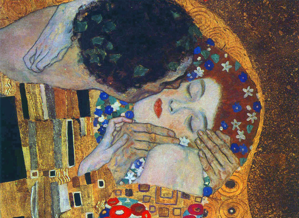 Il bacio di Klimt, dettaglio dei visi