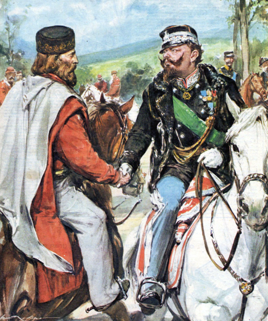Garibaldi incontra Vittorio Emanuele II