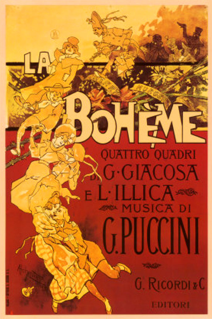 La Boheme di Puccini, locandina della prima (1 febbraio 1896)