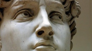 Un particolare del volto del David Un particolare del volto del David