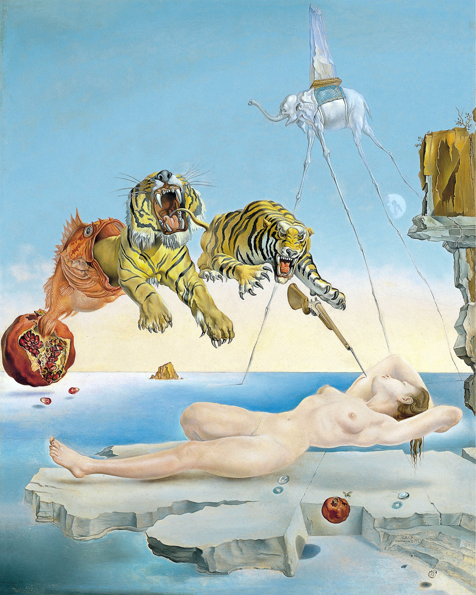 Salvador Dalí: Sogno causato dal volo di un'ape intorno a una melagrana un attimo prima del risveglio, di Salvador Dalí (1944)