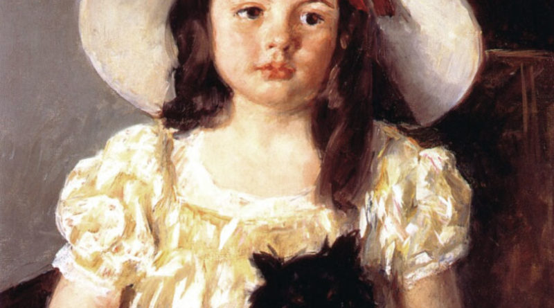 Françoise con in braccio un cagnolino nero (Mary Cassatt, 1860)