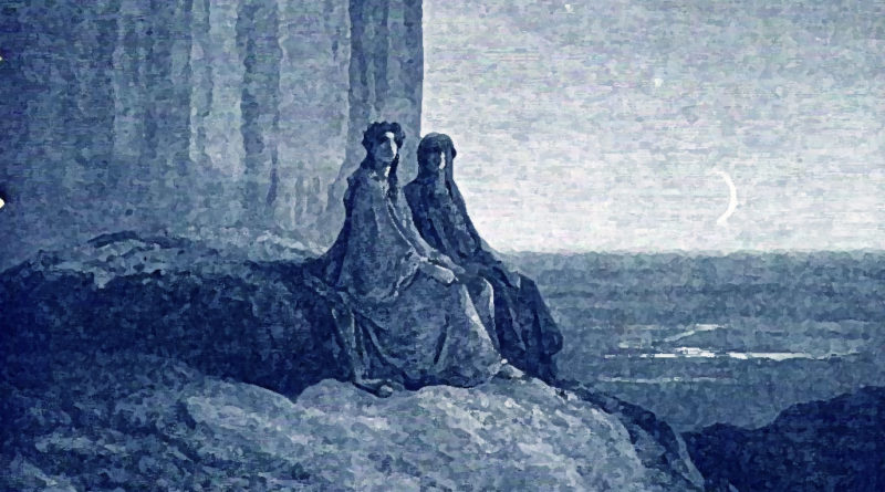 Dante e Virgilio passano la notte nell'Antipurgatorio, illustrazione di Gustave Doré