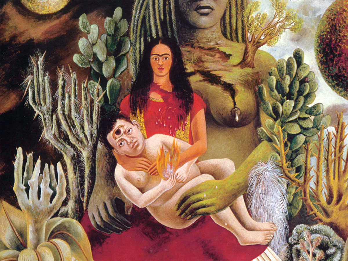 Frida Kahlo: Amoroso abbraccio dell'universo - un dettaglio del quadro