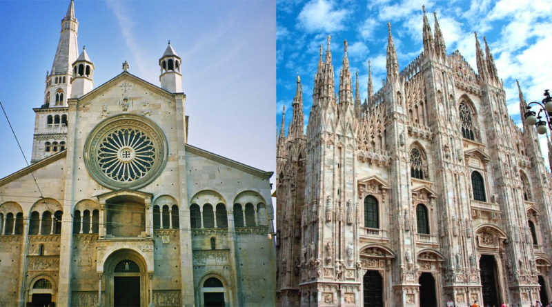 Duomo di Modena - Duomo di Milano - Stili romanico e gotico