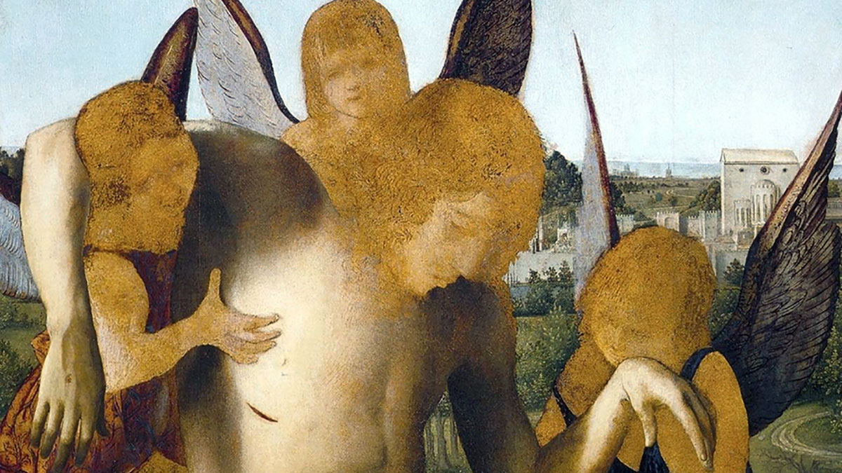 I volti in dettaglio - Cristo in Pietà con i 3 Angeli