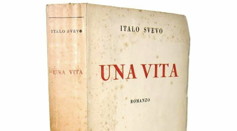 La copertina di una vecchia edizione del libro UNA VITA, romanzo di Italo Svevo
