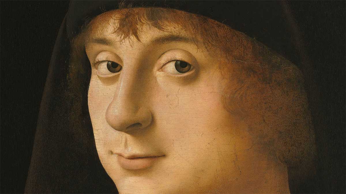 Ritratto di giovane (Philadelphia), Antonello da Messina - dettaglio del volto