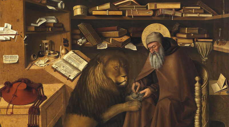 San Girolamo nello studio, dettaglio del santo e del leone