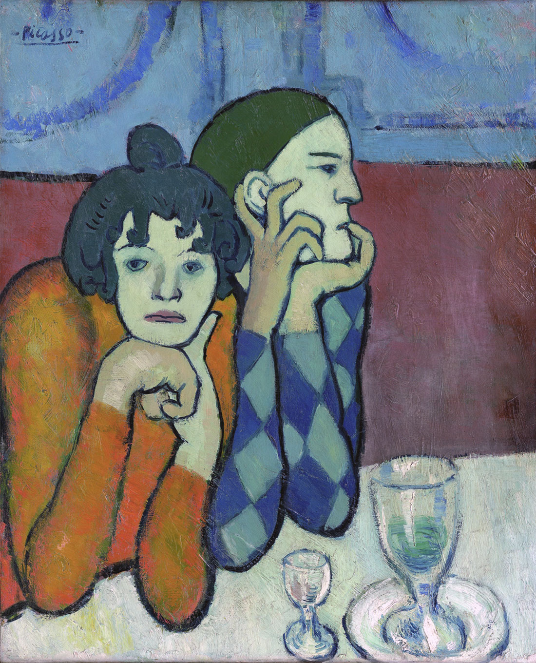 I due saltimbanchi (o Arlecchino e la compagna), quadro di Pablo Picasso - Harlequin and His Companion (The Saltimbanque)