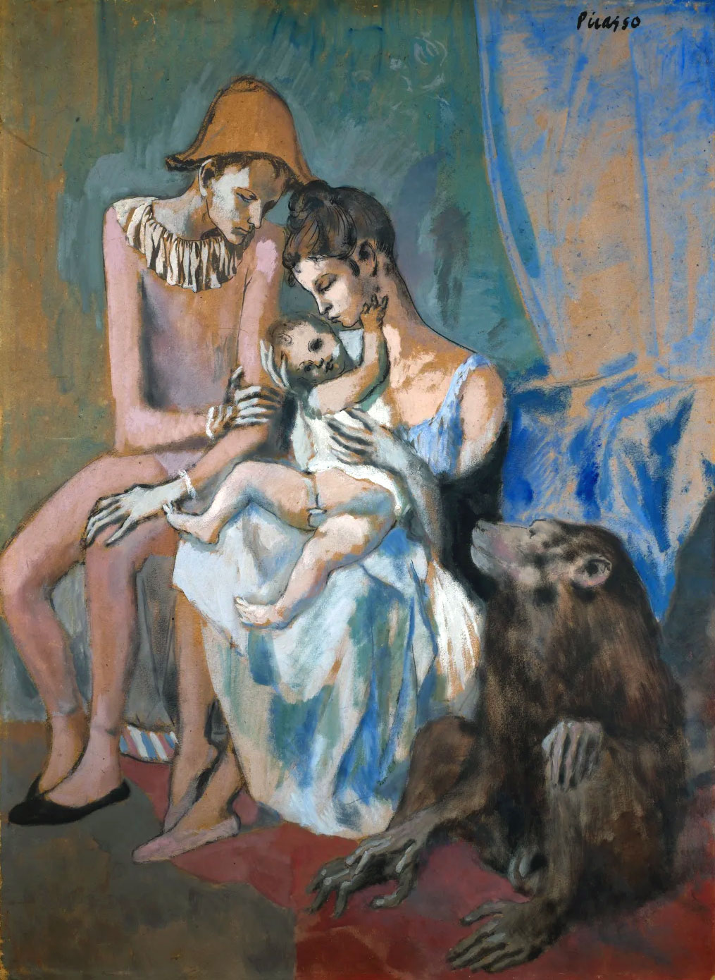Famiglia di acrobati con scimmia, quadro di Picasso (Acrobat Family, 1905)