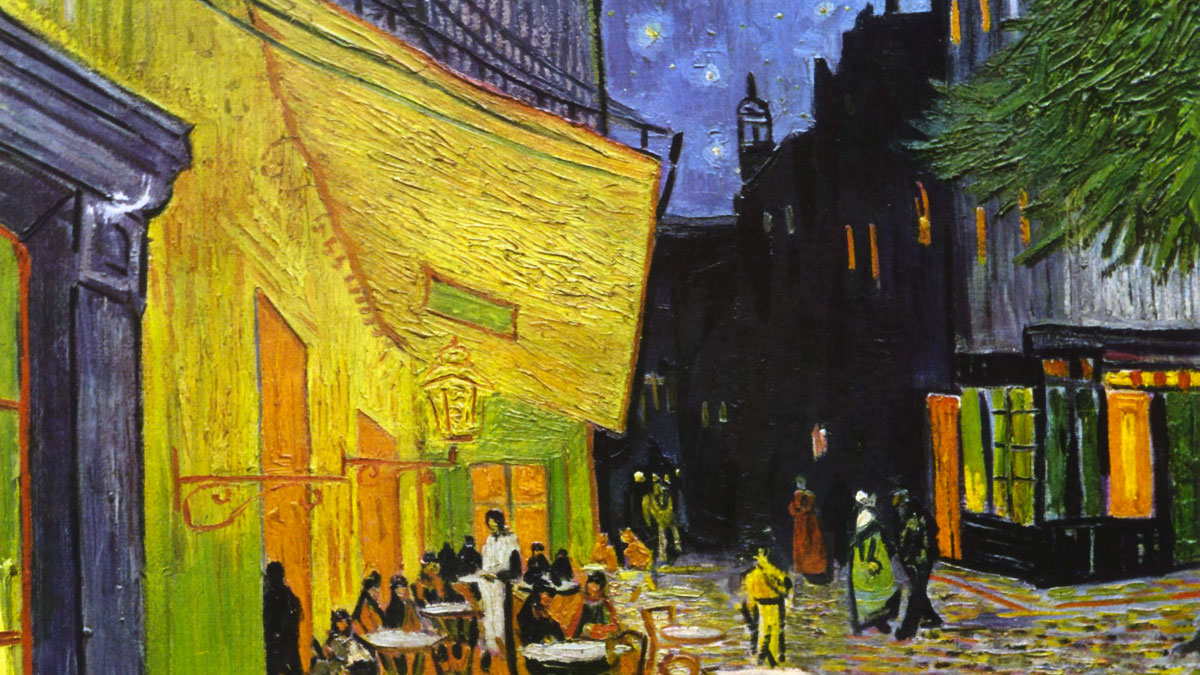 Terrazza del caffè la sera, Place du Forum, Arles (1888, Vincent van Gogh) - dettaglio