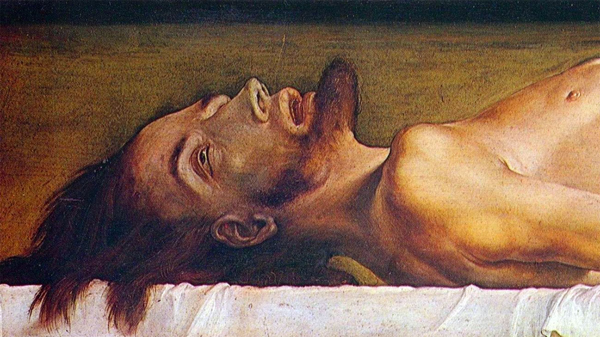 Corpo di Cristo morto nella tomba - dettaglio del volto