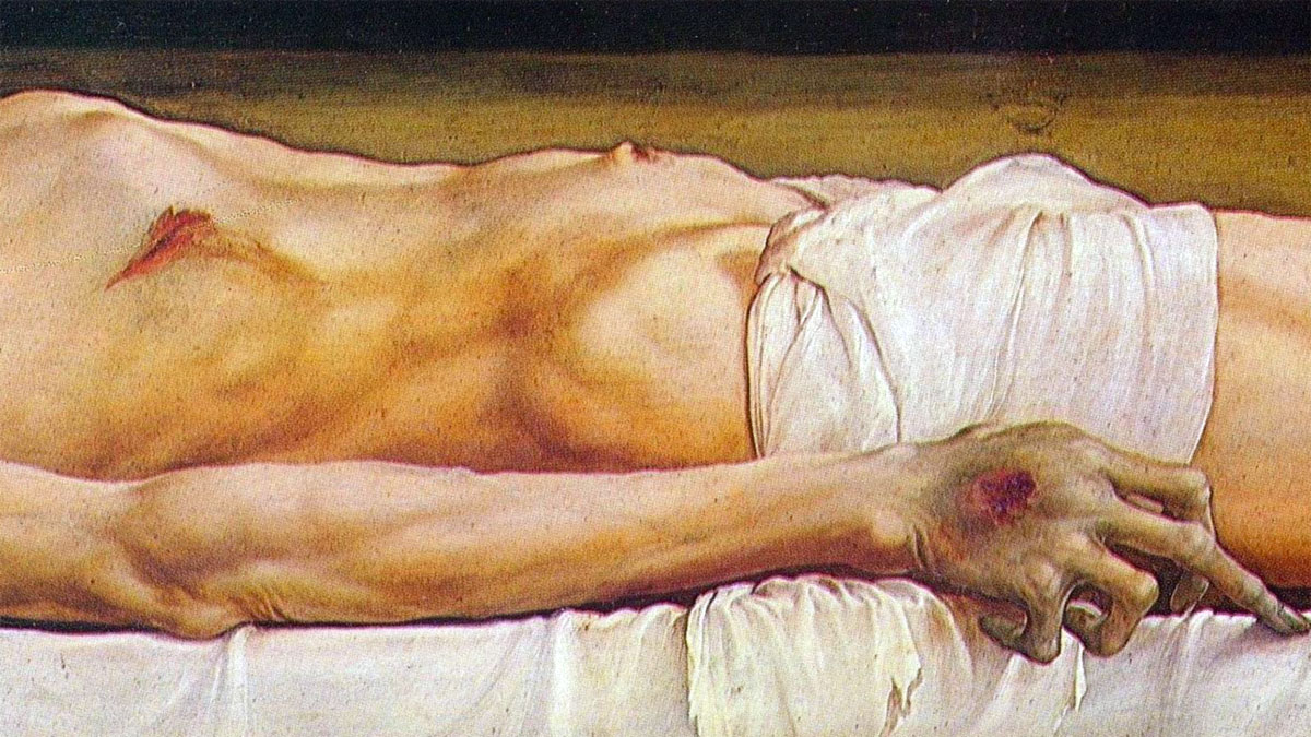Corpo di Cristo morto nella tomba - dettaglio delle ferite