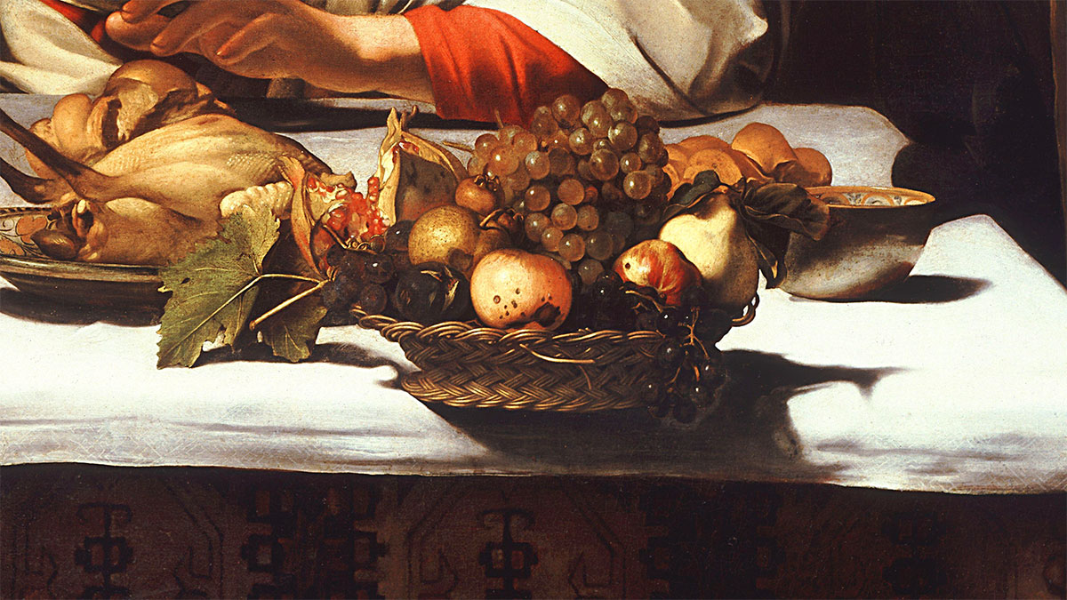 Cena ad Emmaus - Caravaggio - 1601 - dettaglio cesto di frutta