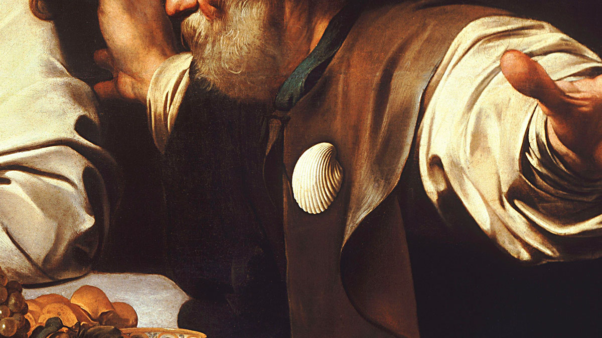 Cena ad Emmaus - Caravaggio - 1601 - dettaglio della conchiglia